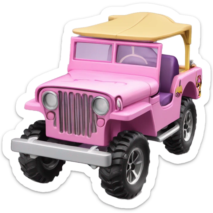 Cute Evil Batgirl 1942 Willy’s light pink army jeep hot wheels real riders sticker