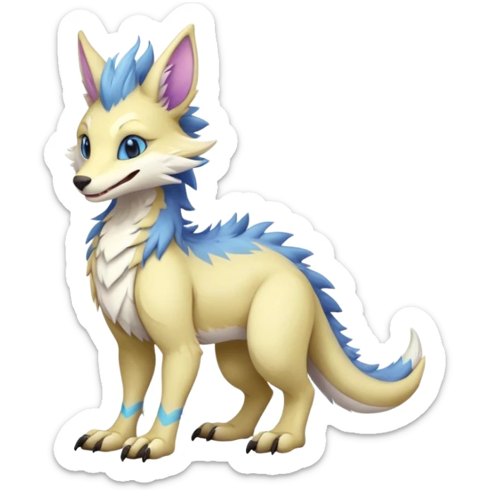 Feral Rare Fantasy cute pastel Vernid-Sergal-animal-creature-hybrid by LiLaiRa, markings, tufted ears, full body sticker