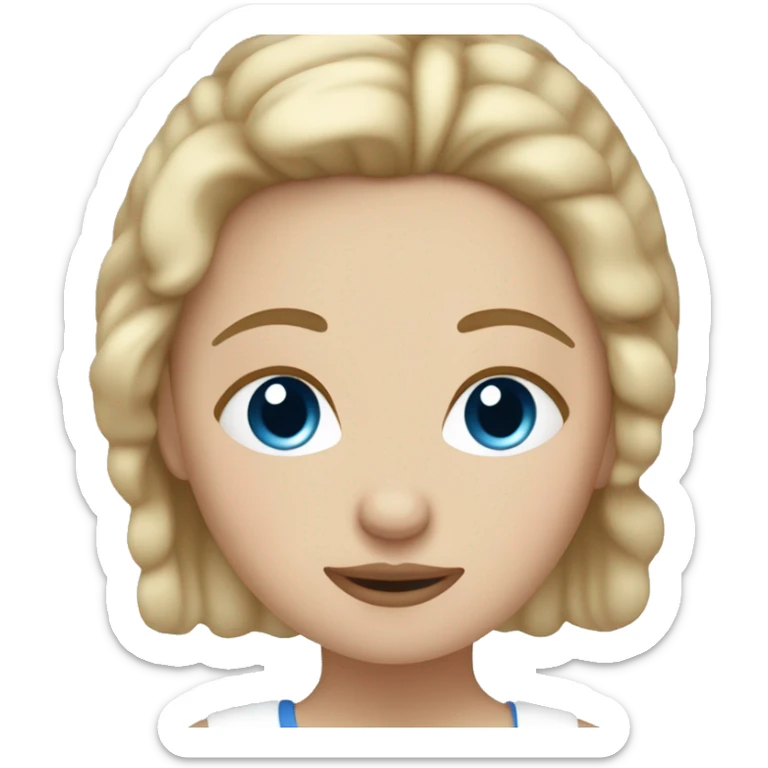 White Girl with blue eyes and dirty-blonde hair washing her face sticker