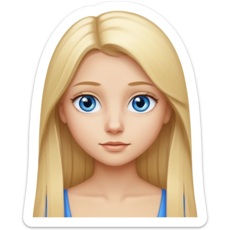 Une fille blonde aux cheveux long lisse et aux petits yeux bleus sticker