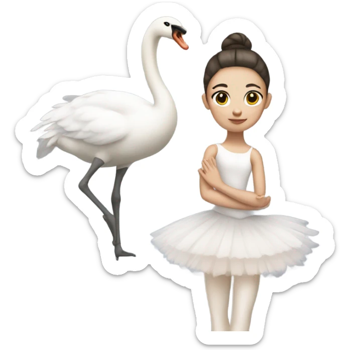 Ballerina with swan dress, white skin, and calm sticker