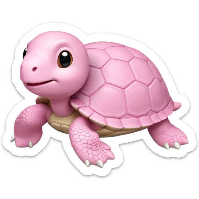 light pink turtle, cute, adorable, looks like a stuffed animal with no details in skin, similar to the 3D emoji version sticker