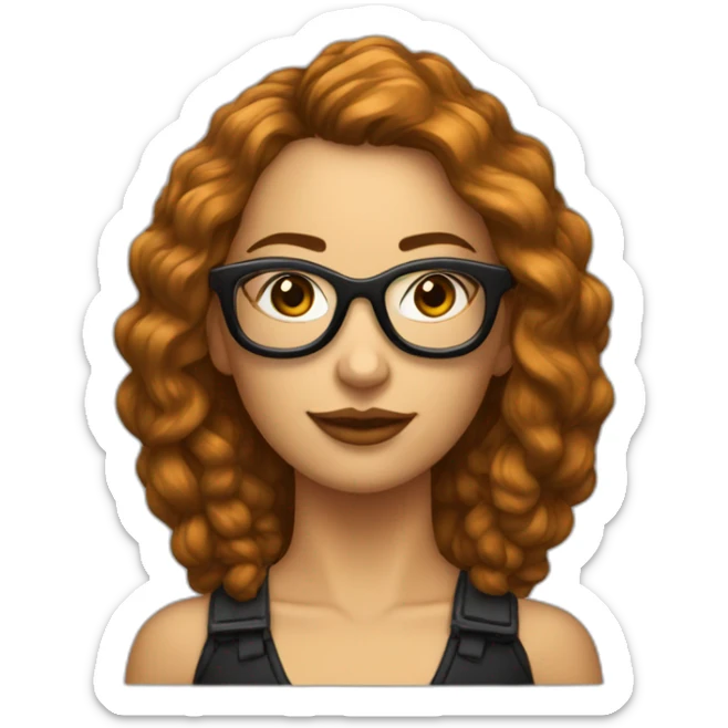 une femme avec des cheveux noirs courts et des lunettes de vues noirs, et un piercing à l'arcade sticker