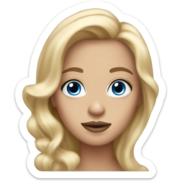 woman with long, blond and wavy hair, blue, big eyes and a small nose and big nice lips  sticker