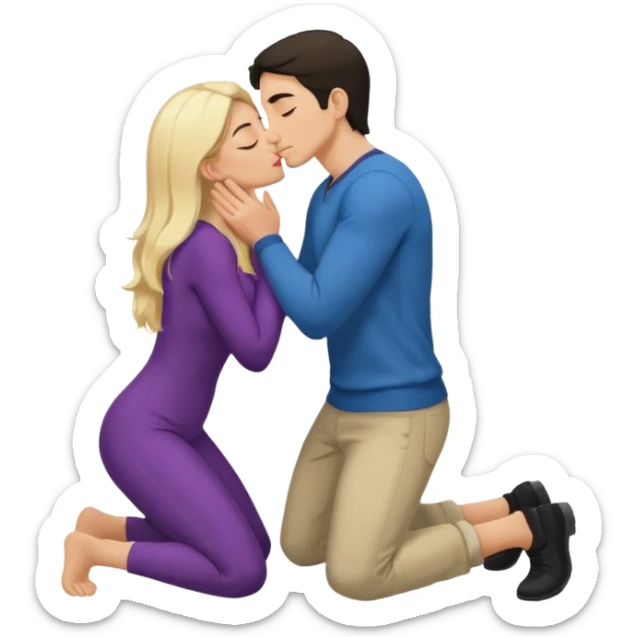 naked man, dark Hair, kneeling, Kissing ass of a naked blonde Woman sticker