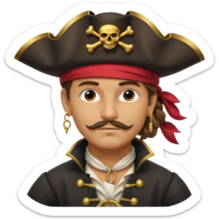 create an emoji of pirate capitan on the bow of the ship in epic posture sticker