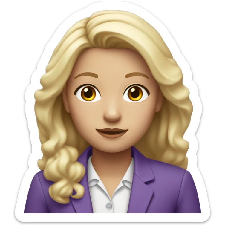 girl with blonde hair gray eyes and purple suit sticker