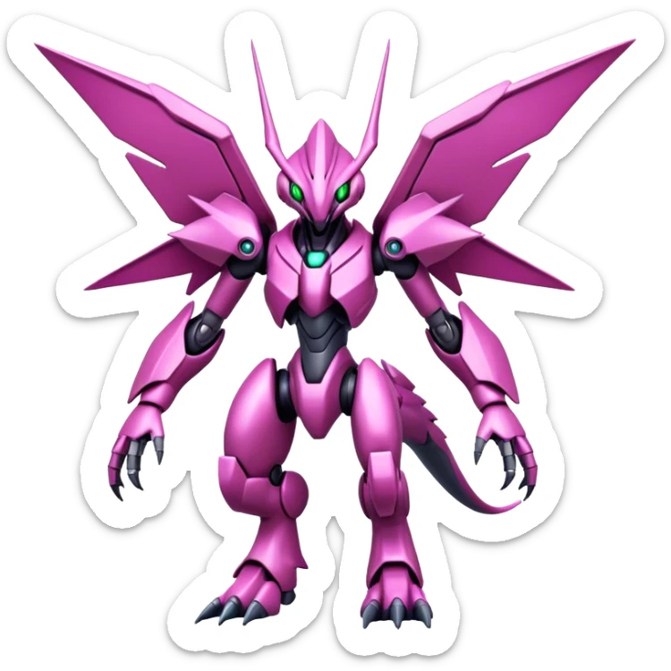  Cool Edgy Shiny Futuristic Ethereal Legendary Digimon-Genesect-Palkia-hybrid full body sticker