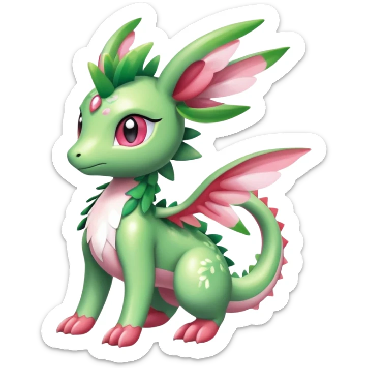 Shiny Exotic Cute Majestic Ethereal Sparkly Flygon-Sylveon-Shaymin-Meganium-Hybrid-Creature sticker