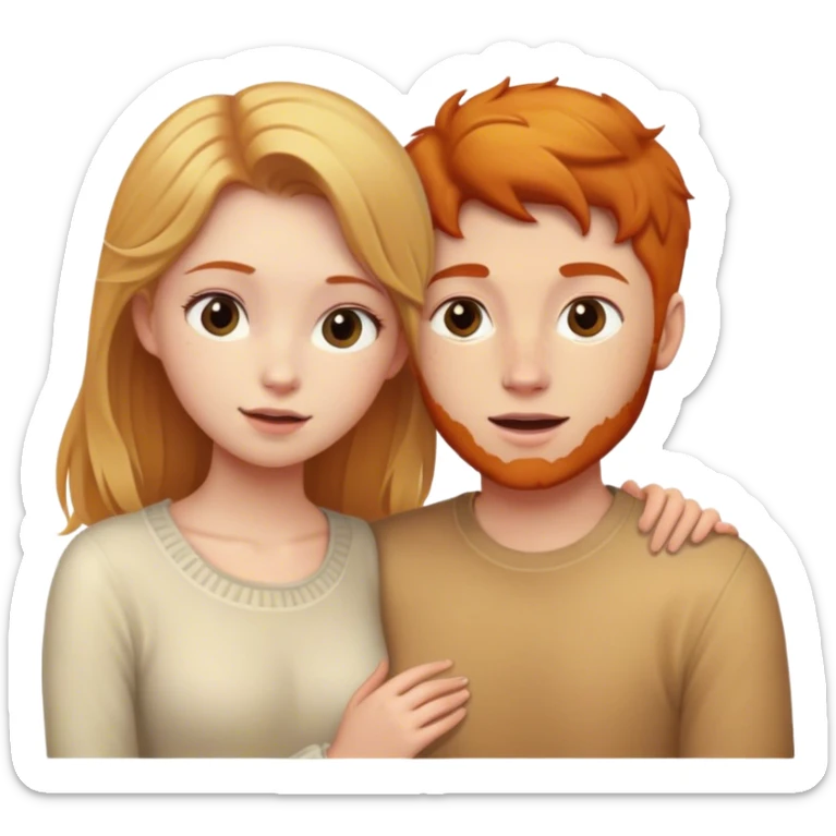 blonde straight hair girl and ginger curly hair boy in love  sticker