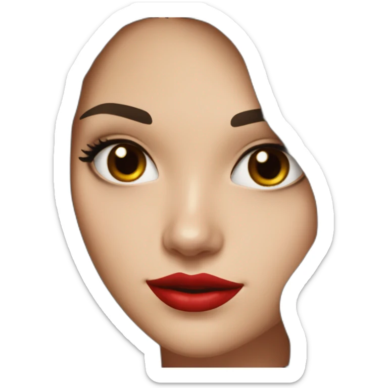 young-white-woman-with-dark-brown-eyes,-dark-long-hair,-red-lips,-big-smile,-black-dress sticker