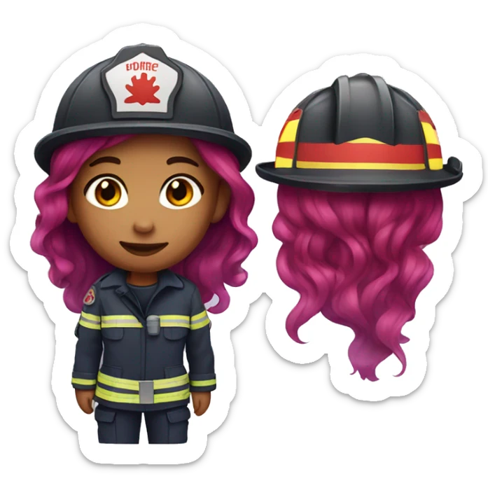 Girl with red,purple hair with firefighter outfit  sticker