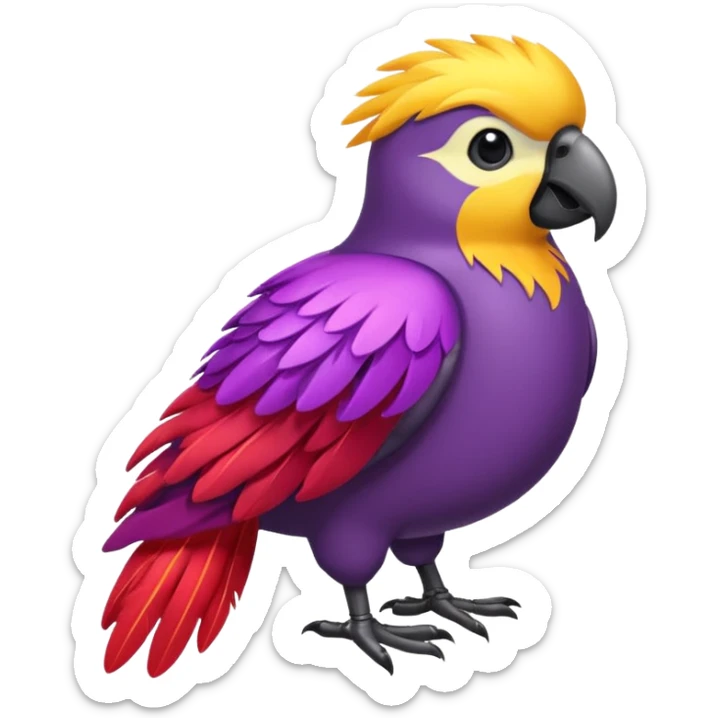 emoji de papagayo morado, rojo y amarillo (sin otros colores) sticker
