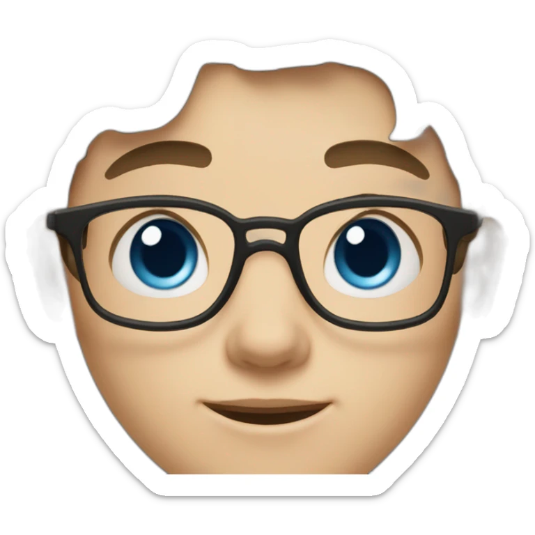 11 year old boy with brown hair and blue eyes with glasses as a fortnight charater sticker