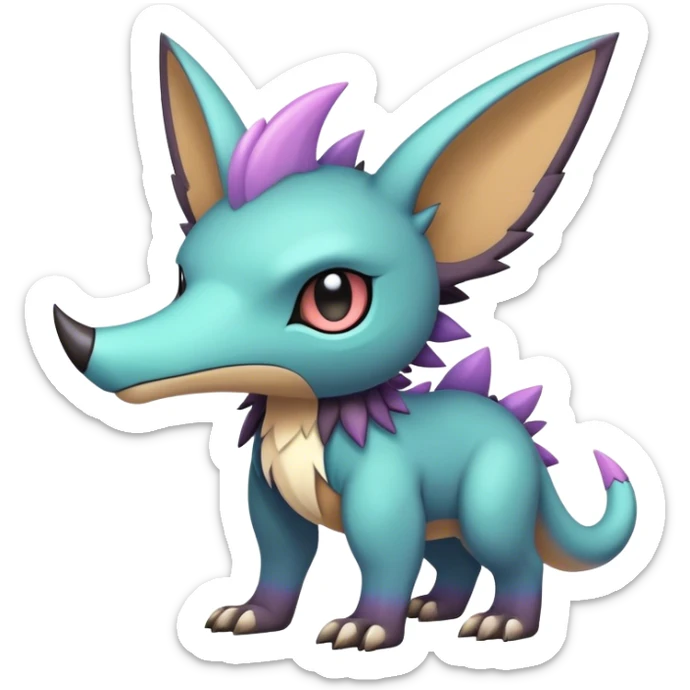 cool colorful dark pastel edgy fantasy animal hybrid Fakemon full body sticker