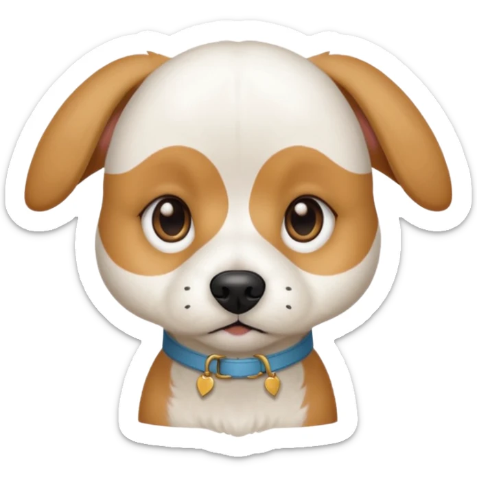a white beagle x maltese x chi dog the size of a kelpie with light brown ears and a light brown patch on one eye sticker