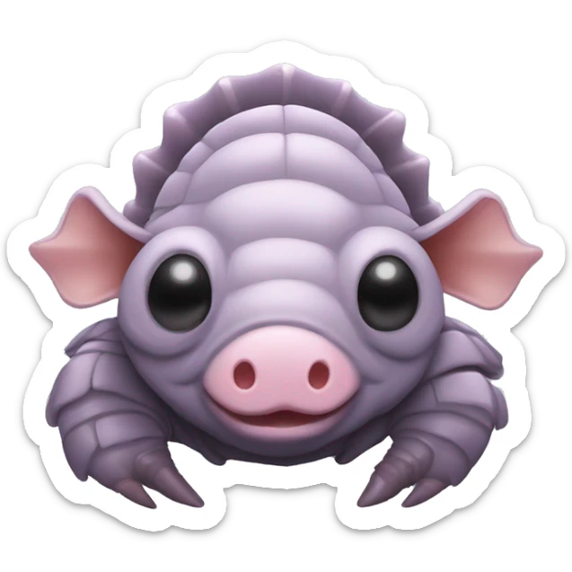 Lavender gray Pig armadillo isopod lobster shrimp pig armadillo darth Vader face sticker