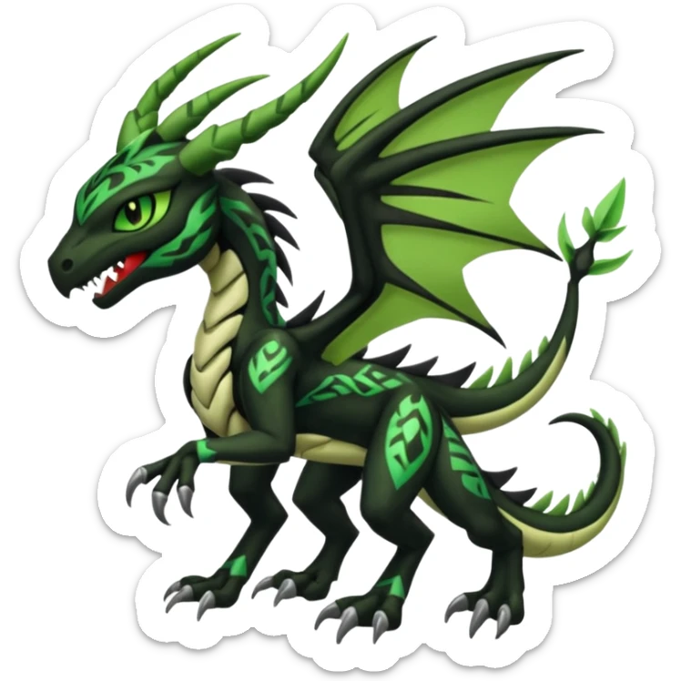 Meloetta-Venom-Scyther-Zekrom-Salandit-fusion, full body, tribal markings  sticker