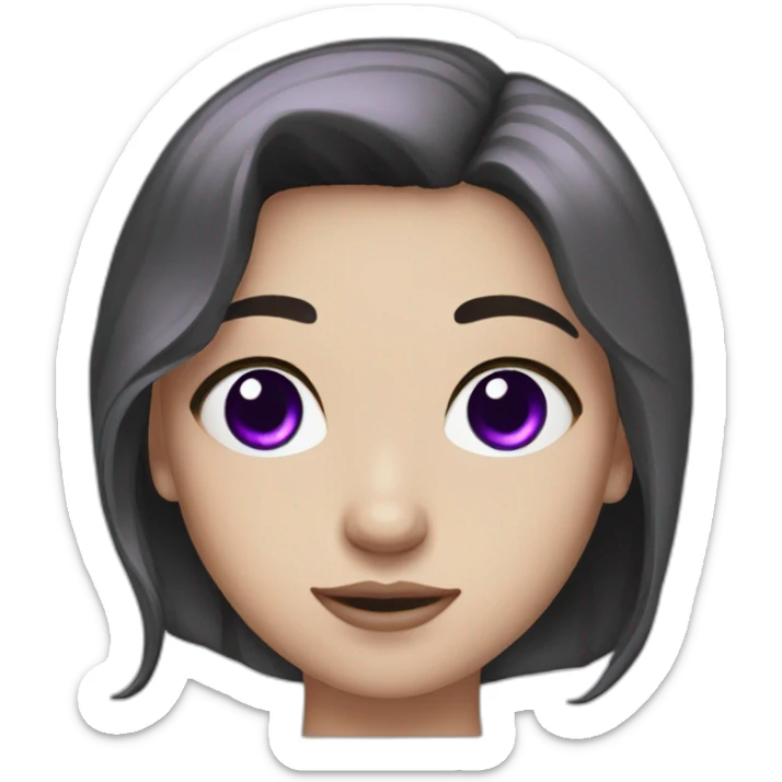 a white girl with purple eyes, half hair black and half hair white sticker