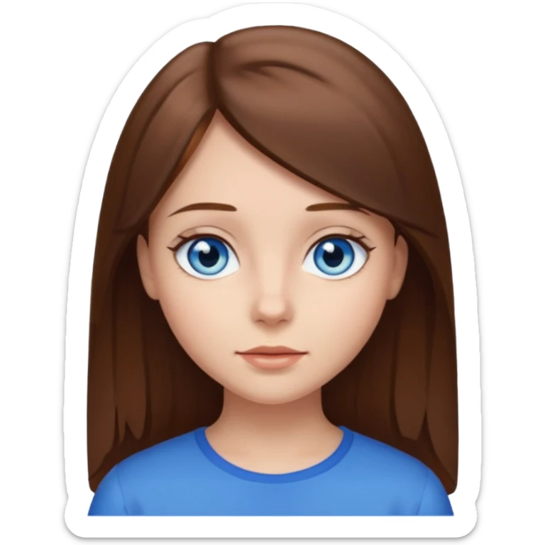 Girl Brown hair straight hair Blue eyes sticker