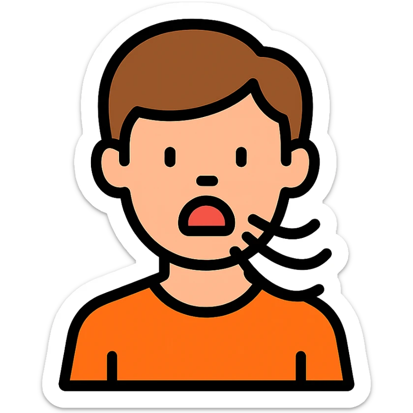 colored medical style icon of a person breathing through the mouth, clear sticker