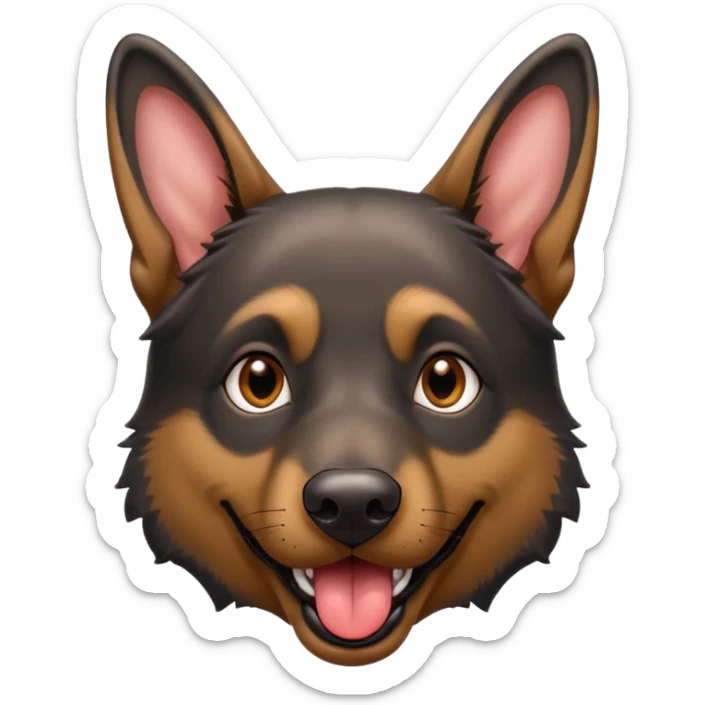 cartoon style dark German Shepherd dog with longer tongue hanging out  sticker