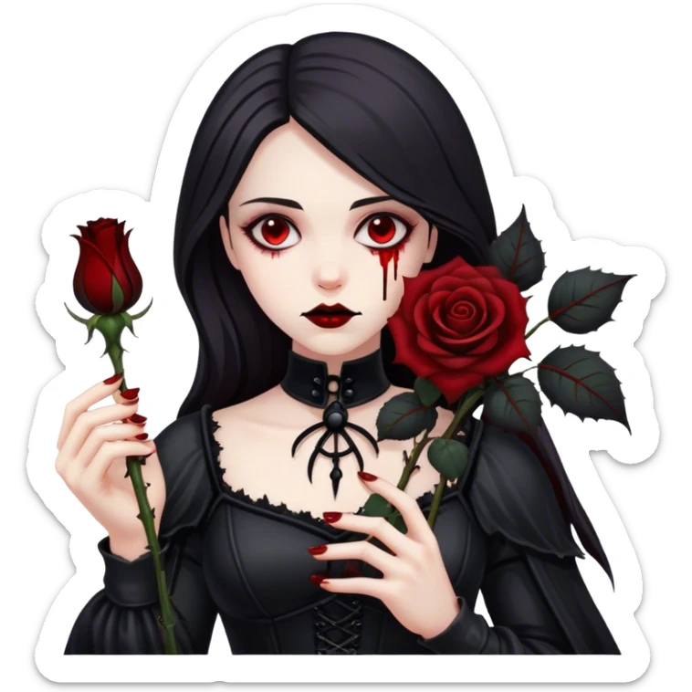 Bloody black rose anime gothic beautiful gorgeous cool edgy lady sticker