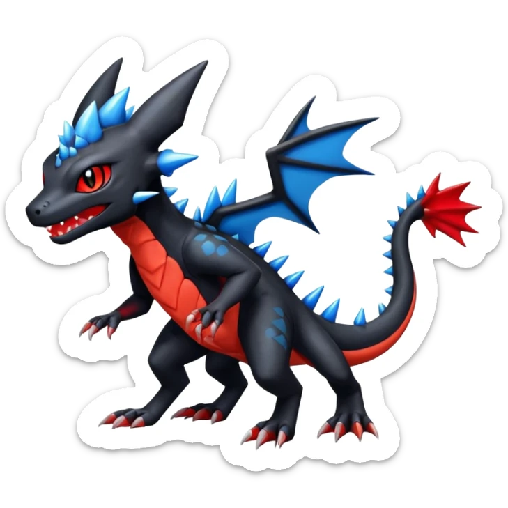 Salandit-Umbreon-Guilmon-Charmeleon-Fakémon-hybrid-creature (full body)  sticker