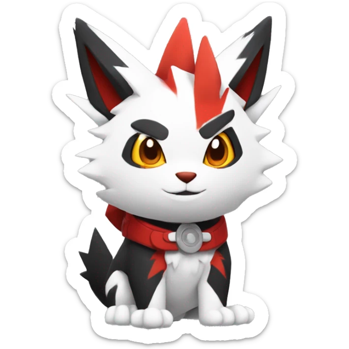 Black Cool Edgy Anthro Zangoose Litten Fakémon  with White and Red Edgy markings sticker