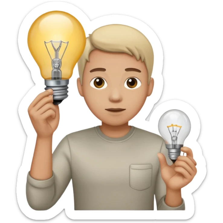 ausgeschaltete Glühbirne, keine Lichtstrahlen, neutraler Gesichtsausdruck sticker