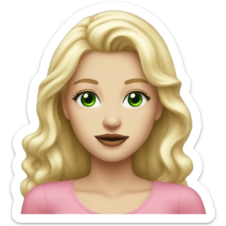 Blonde Long hair girl green eyes big pink lips beautiful  sticker