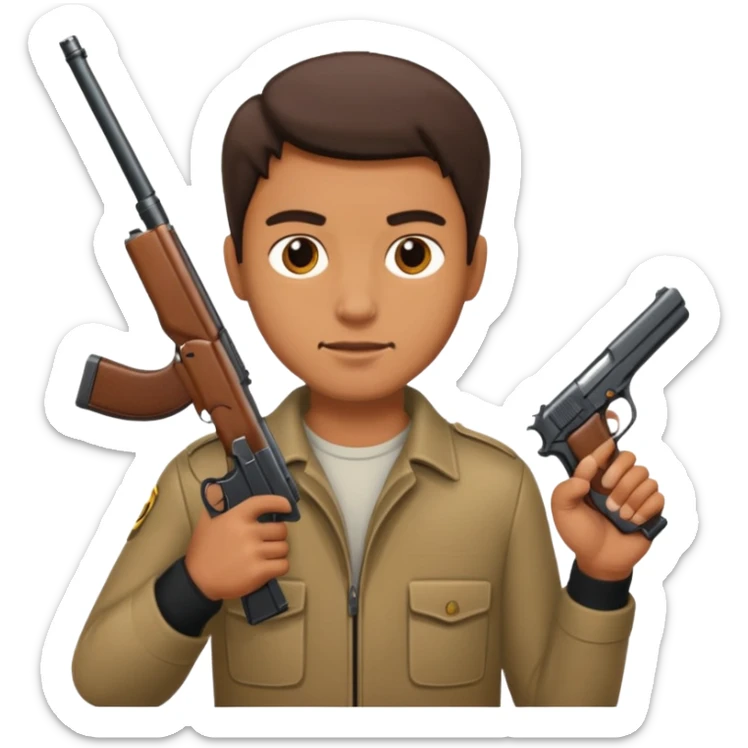 Guy with gun sticker