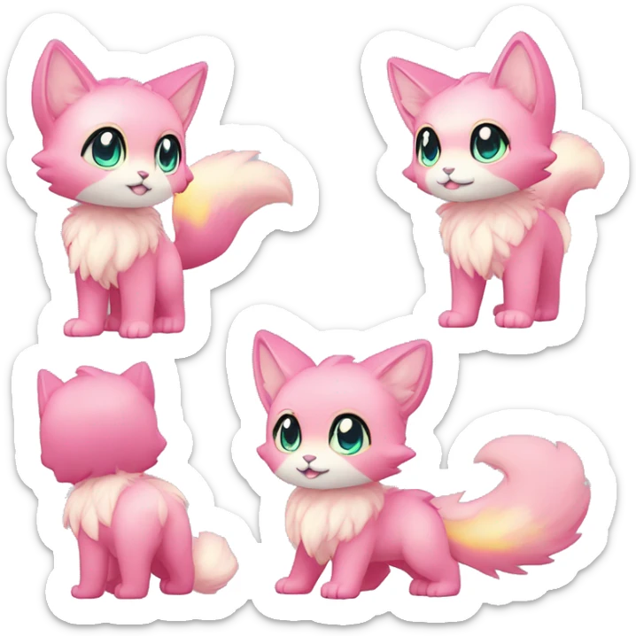  High quality Cute Cool Kawaii edgy Pretty Chibi Fur-Sona Shiny Colorful Sparkly Fakemon Full Body sticker