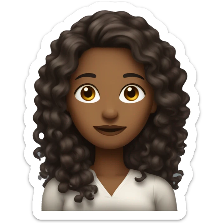 pretty brown woman with long dark brown curly viking hair sticker