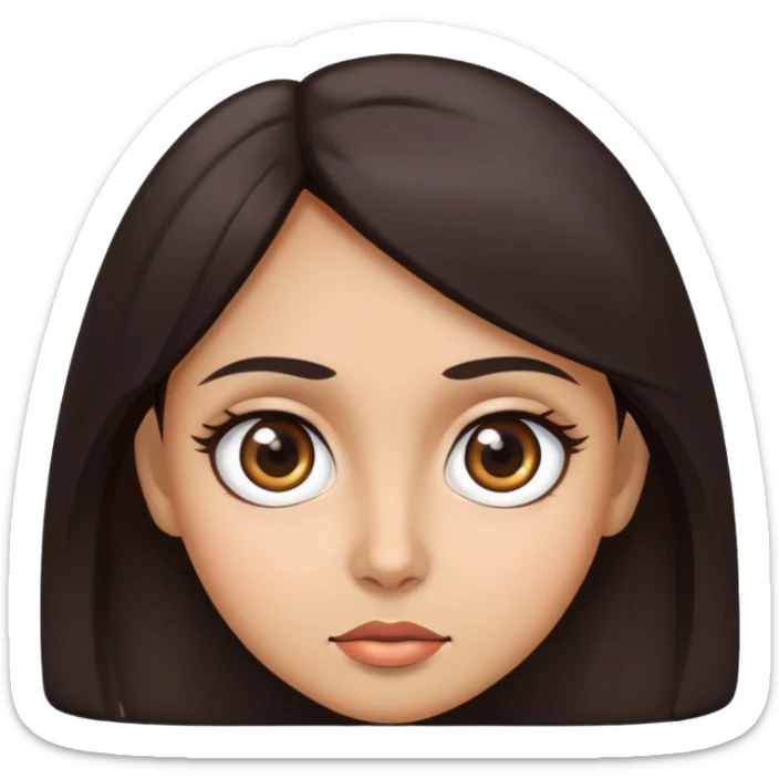 woman face with big eyes, medium skin tone, and dark hair sticker