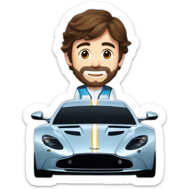 Fernando alonso celebrando el tercer mundial con Aston Martin sticker
