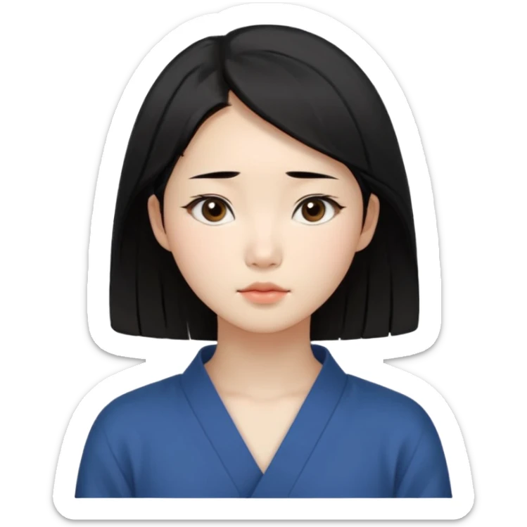 Korean woman, East Asian features,
female human face avatar only,
headshot portrait, face only,
thoughtful and calm expression, sensitive mood,
neutral face, minimal expression,
natural black hair, simple hairstyle,
clean background,
no clothes, no body, no accessories,
no cartoon, no fantas sticker