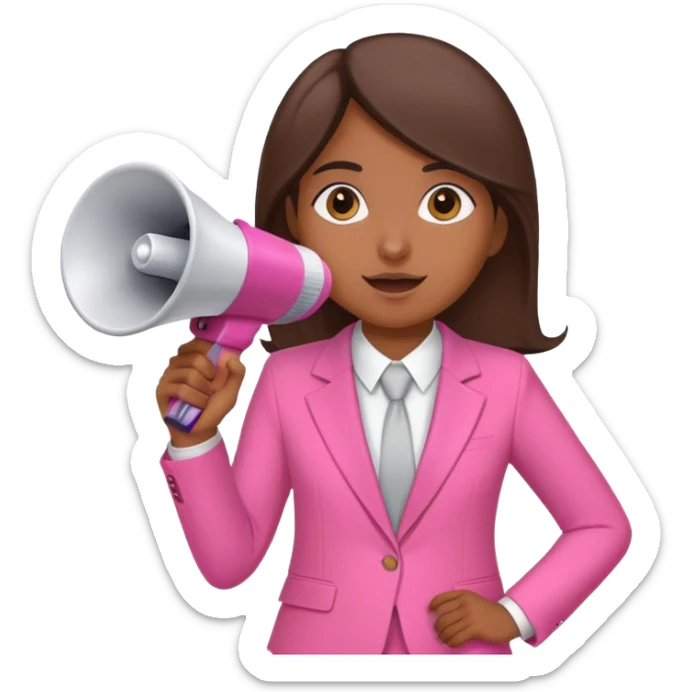 Brune girl pink suit mégaphone  sticker