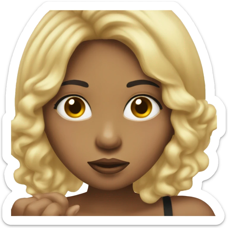lightskin black girl with blonde hair blowing a kiss  sticker