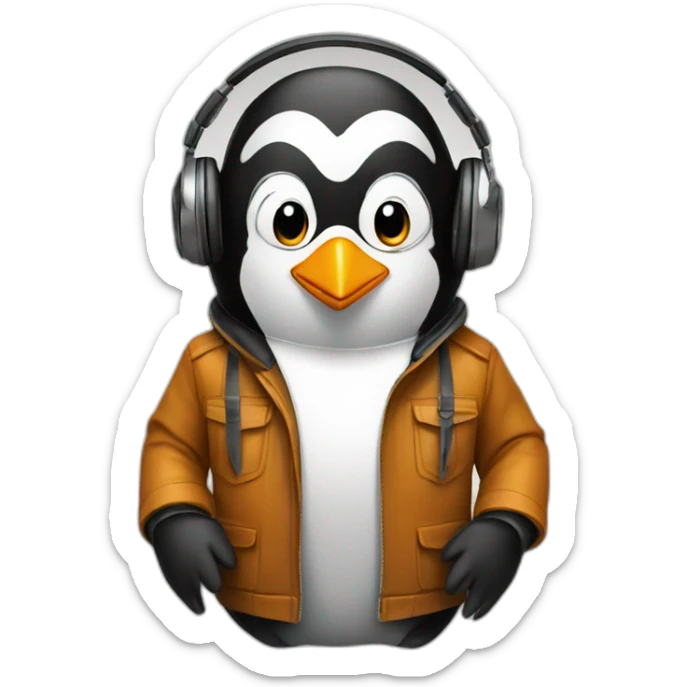 DJ penguin sticker