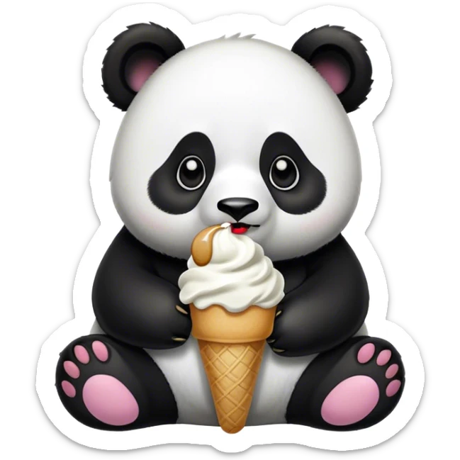 Panda eating ice cream sticker