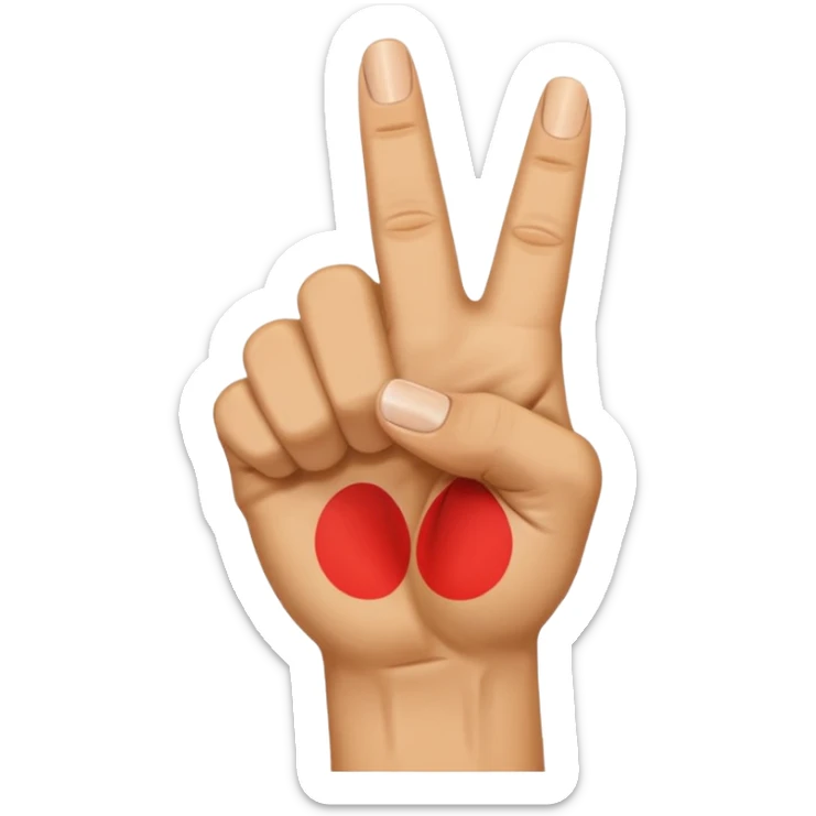 El işareti yumruk yap. Baş parmağı işaret ve orta parmağın arasından çıksın  sticker