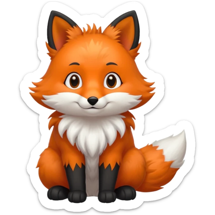 Floofy the Creampuff fox blackish gray fur color chubby Black paws orange color 3 tails sticker