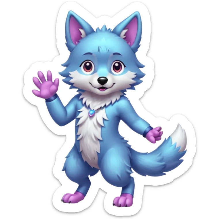 anthropomorphic anthro kawaii cute colorful shiny pastel furry wolf-fursona furry  (2 legs, 2 arms) (full body) (shoulder bust) (half body) sticker