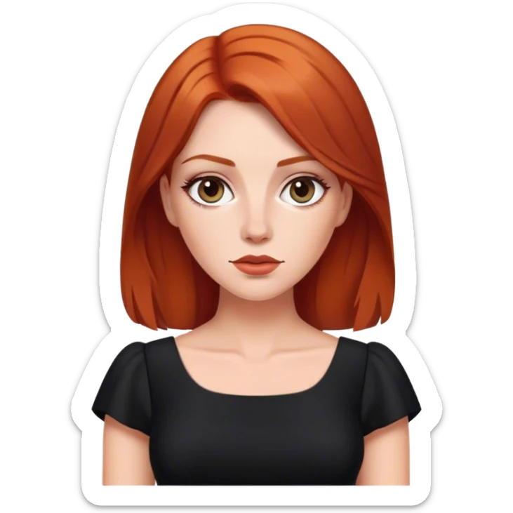 beautiful  white woman  with reddish blunt hair with black dress sticker