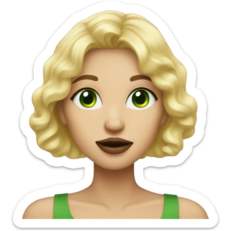 Blonde woman with green eyes sending kisses sticker