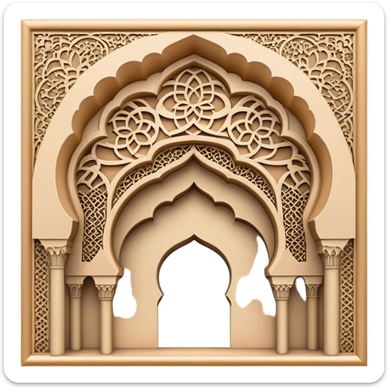 Cinematic Realistic Alhambra Landmark Emoji, capturing the intricate Moorish architecture, ornate arches. sticker