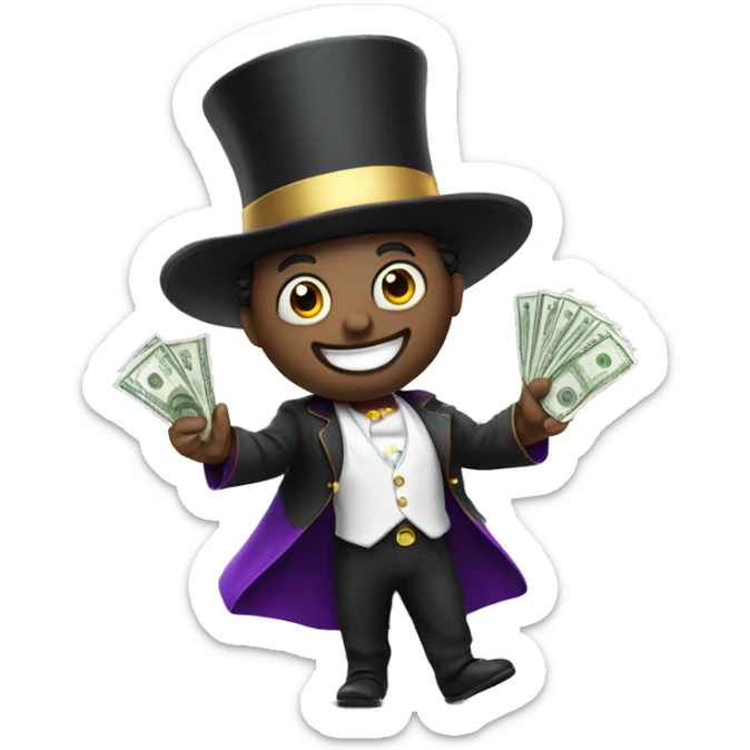 Latin magician whit hand out whit bag of money  sticker