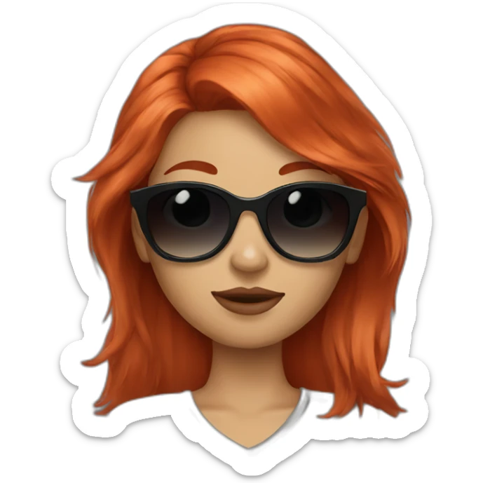 Red hair girl with fashion sunglasses sticker