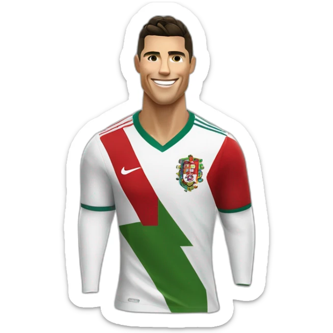 Cristiano Ronaldo haciendo su celebracion de siuuu con la equipacion de portugal sticker